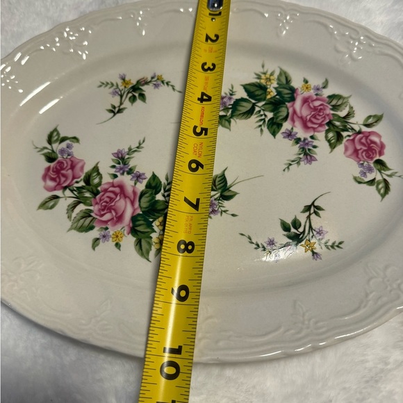 Beverly Rose White Pink Floral Serving Platter Cottagecore Dinnerware Vintage - Picture 9 of 10
